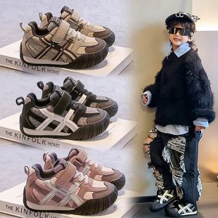 潮 2056春秋男童女孩子休闲鞋 男女童2025新款 儿童运动皮面轻便跑鞋