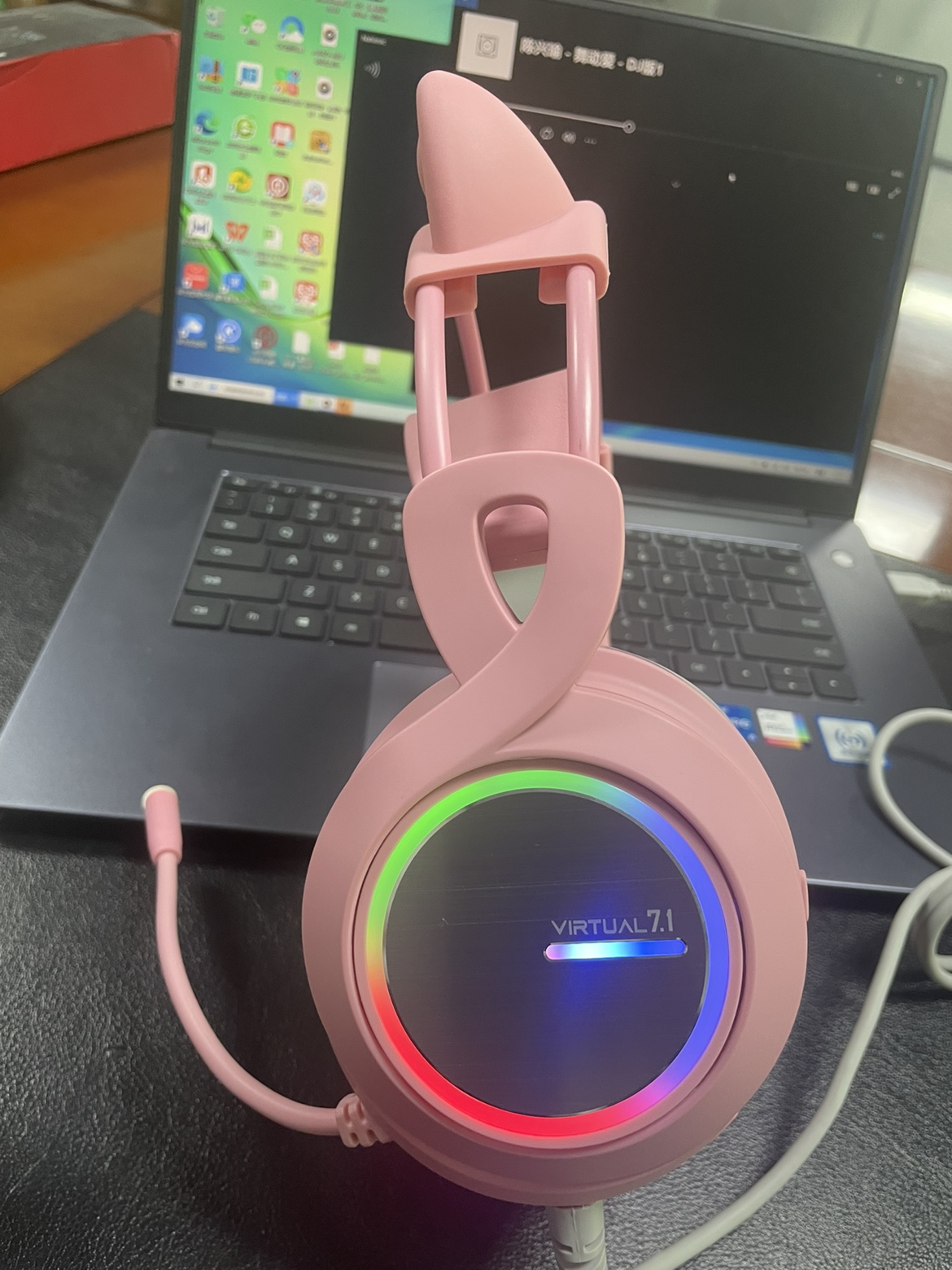 全新韩国品牌皓斯S1粉色猫耳朵7.1声道电竞游戏头戴式耳机