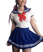 Cross-border popular European and American short-sleeved round neck pleated skirt dress cosplay sailor suit sweet 2019 summer
