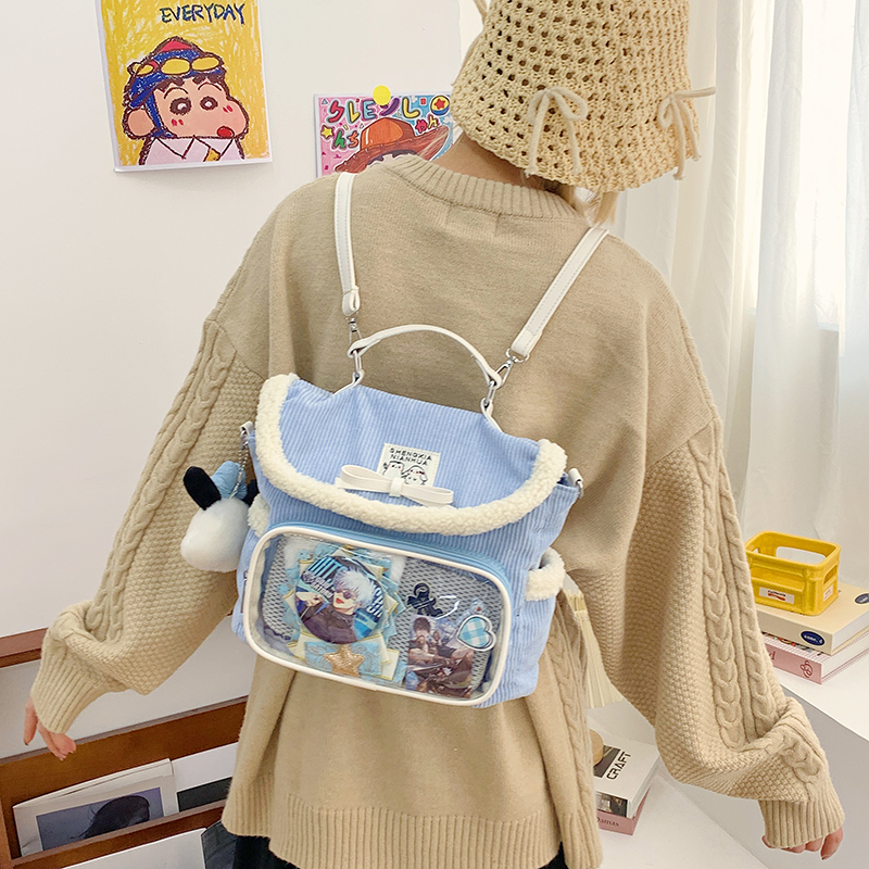日系灯芯绒背包女二次元痛包