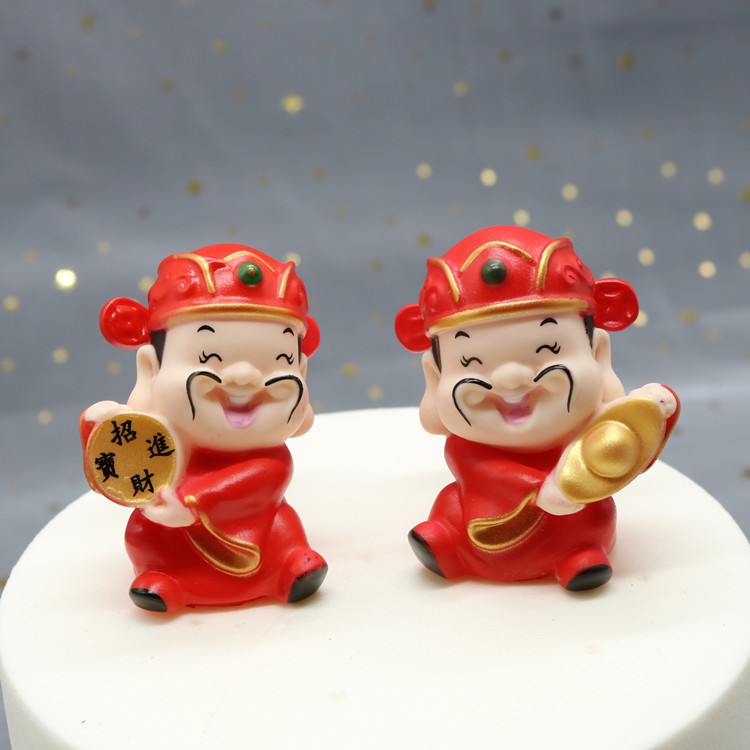 生日蛋糕摆件财神爷装饰摆件寿公寿婆寿桃寿星公烘培装饰品公仔