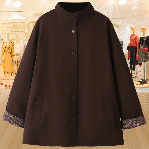 大码立领棉服女加厚宽松秋冬棉衣