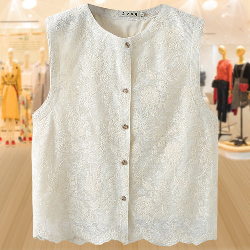 大码女装蕾丝马甲坎肩背心上衣