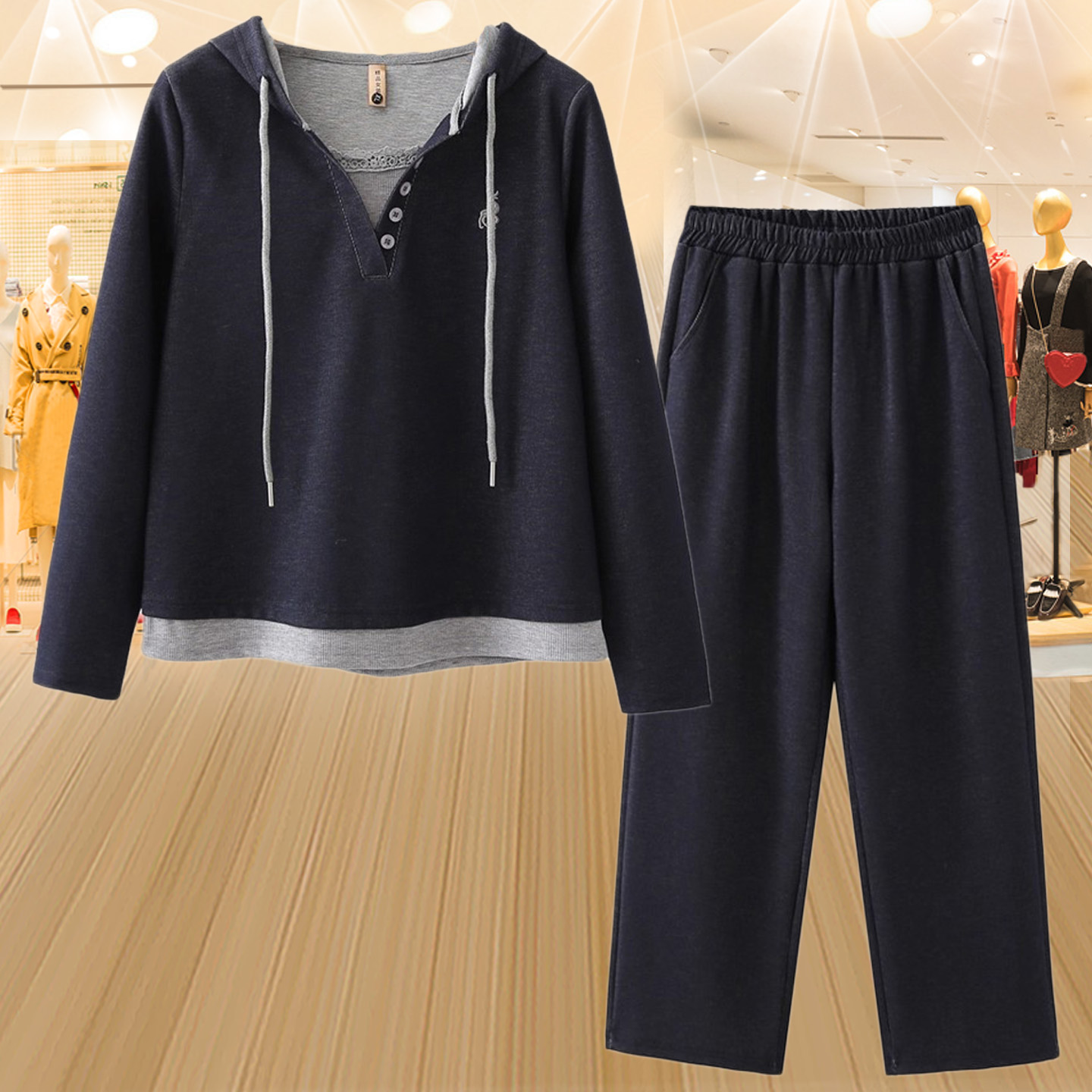 2025新款休闲卫衣套装妈妈秋装两件套中老年女装春秋季休闲运动服