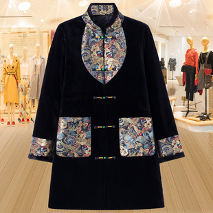 刺绣中长款 国风中式 女装 新款 棉衣 丝绒外套夹棉加厚棉服2025秋冬季