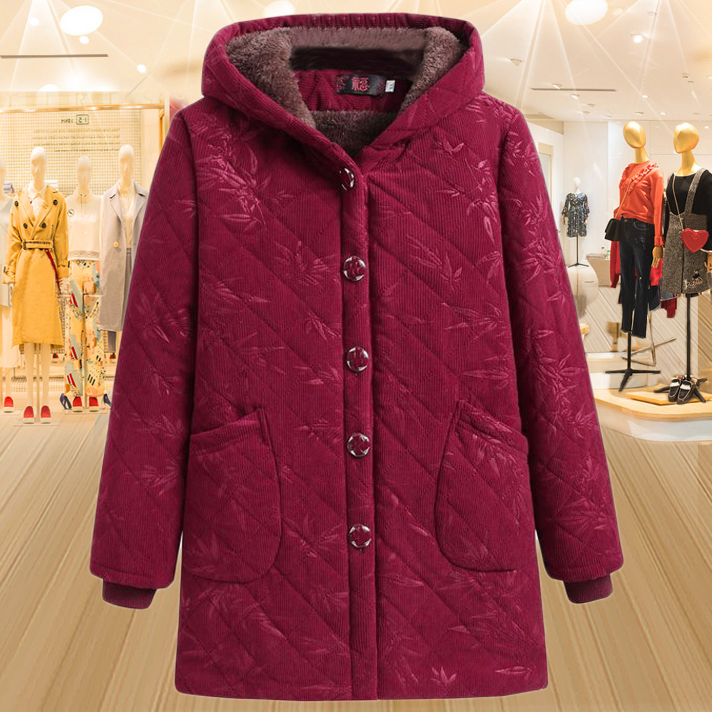 中老年冬装棉衣外套加绒加厚棉服