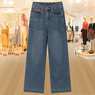 加绒牛仔裤 休闲裤 子女2025秋冬新款 拖地裤 胖mm高档宽松直筒裤 大码