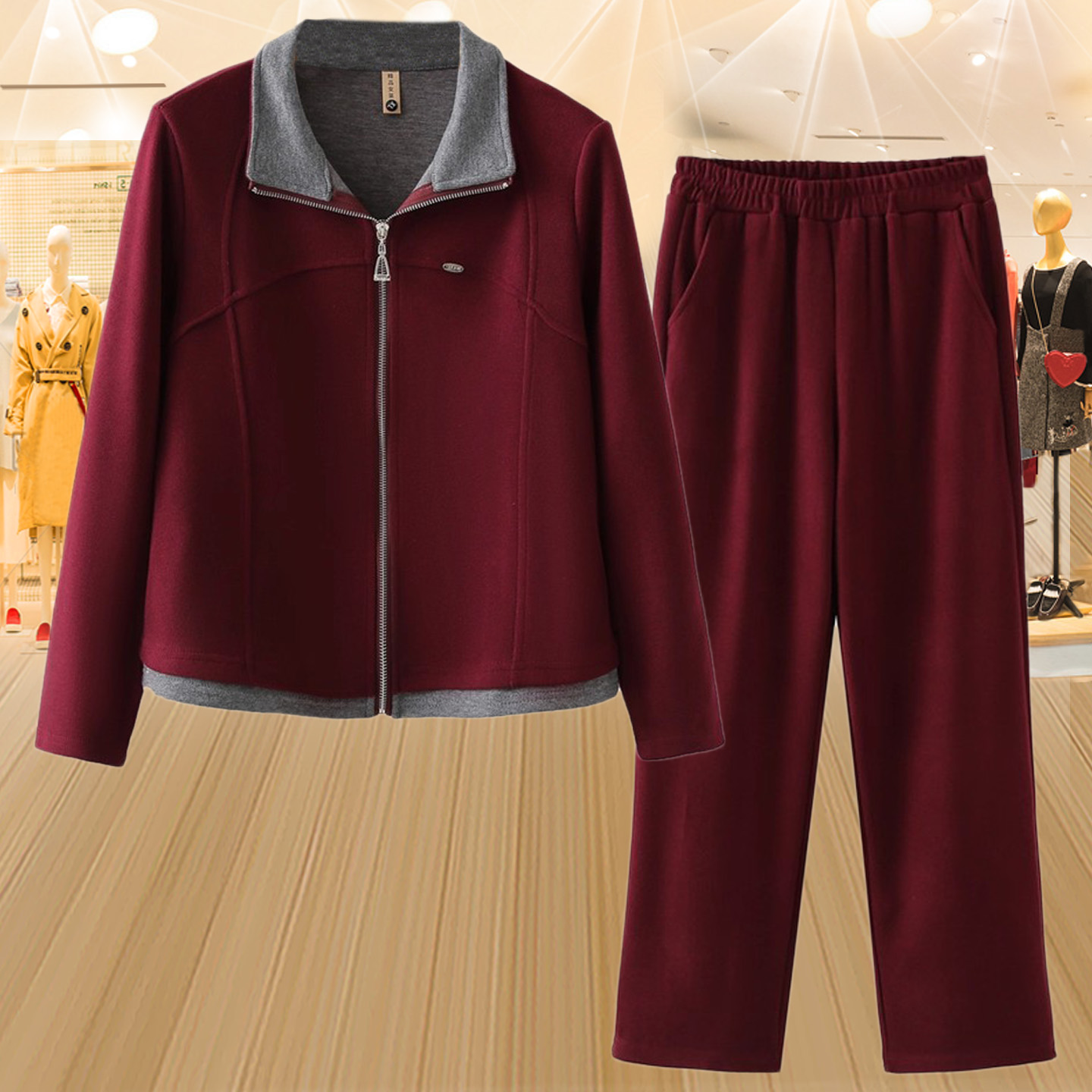 洋气妈妈秋装大码外套中年女装休闲运动服套装中老年春秋时尚上衣