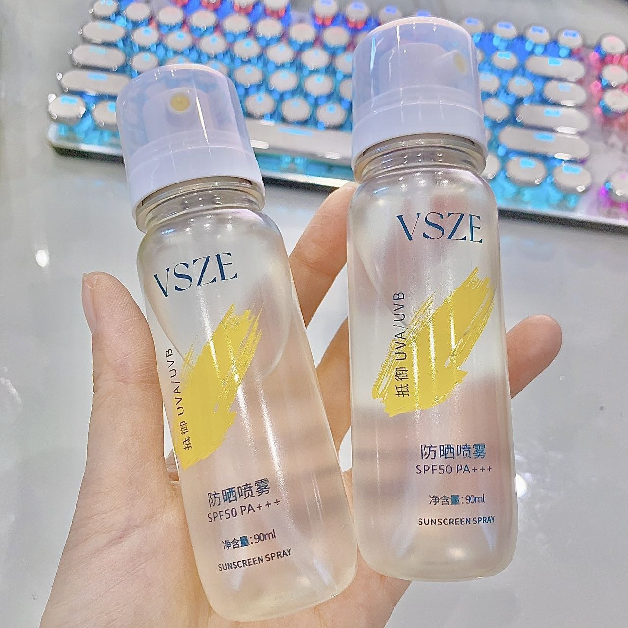 水晶美白防晒喷雾补水spf50防晒喷雾