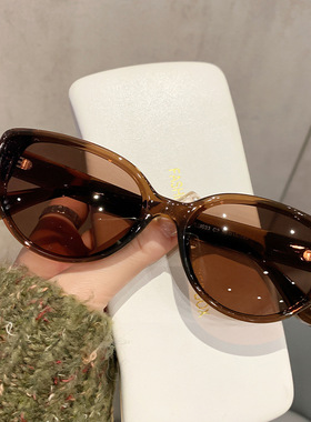 街拍猫眼墨镜复古太阳镜女士高级感遮阳防紫外线潮流太阳眼镜