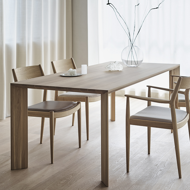 橡木长桌简约实木原木餐厅餐桌