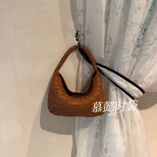 【慕懿时袋】复古头层植鞣牛手工编织手提饭盒包百搭斜挎小包5993