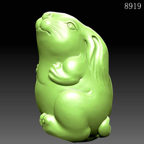 小兔子手把件编号8919三维立体图圆雕stlOBJ文件雕刻机3d打印精雕