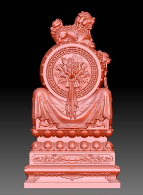 9574貔貅抱鼓门墩石圆雕图雕刻机3D打印素材STL格式模型图OBJ精雕