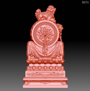 9574貔貅抱鼓门墩石圆雕图雕刻机3D打印素材STL格式模型图OBJ精雕