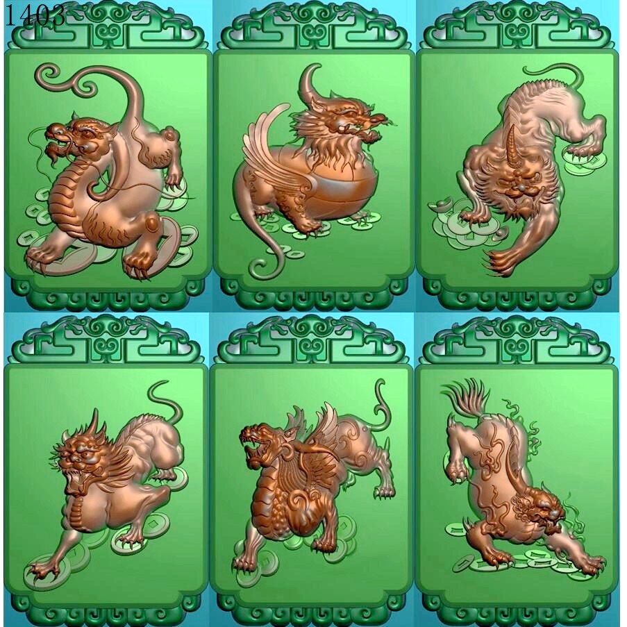 铜钱麒麟貔貅1403玉雕刻图北京精雕jdp挂件灰度图bmp电脑浮雕图