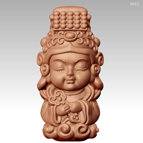 9912萌版妈祖造像圆雕图雕刻机3D打印素材STL格式模型图OBJ精雕