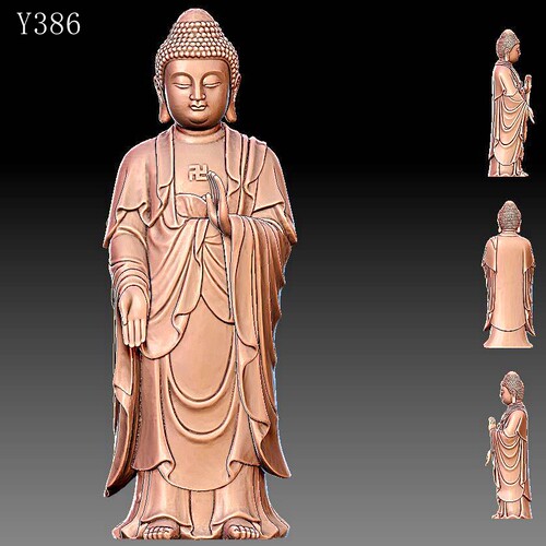 Y386如来站04雕刻图三维立体精雕图四轴圆雕图STL3D模型