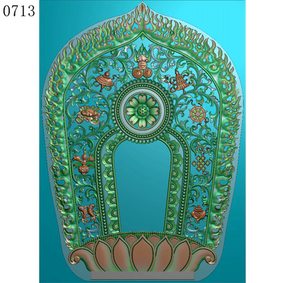 佛像背光0713玉雕刻图北京精雕图JDP灰度图BMP挂件素材浮雕图