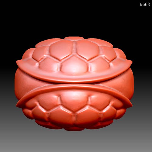 9663龟壳双珠子圆雕图雕刻机3D打印素材STL格式模型图OBJ精雕