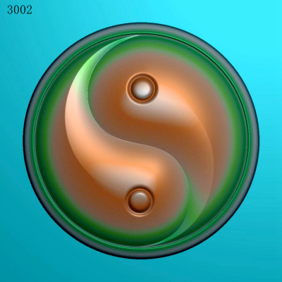 阴阳八卦3002玉雕刻图北京精雕图JDP灰度图BMP挂件素材浮雕图
