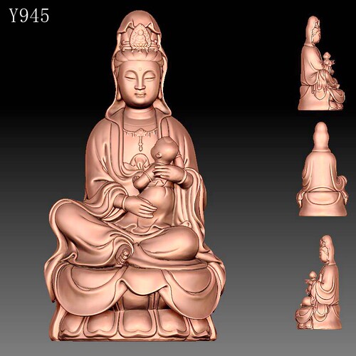 Y945送子观音雕刻图圆雕图三维立体图STL3D模型圆雕图