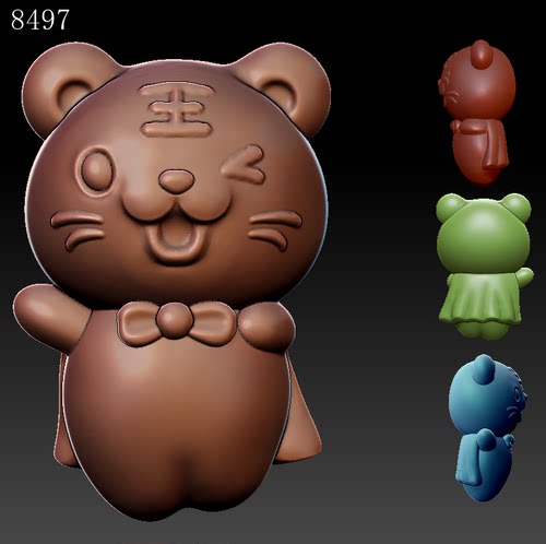 8497卡通老虎图格式有OBJ和STL立体图3D打印图圆雕图