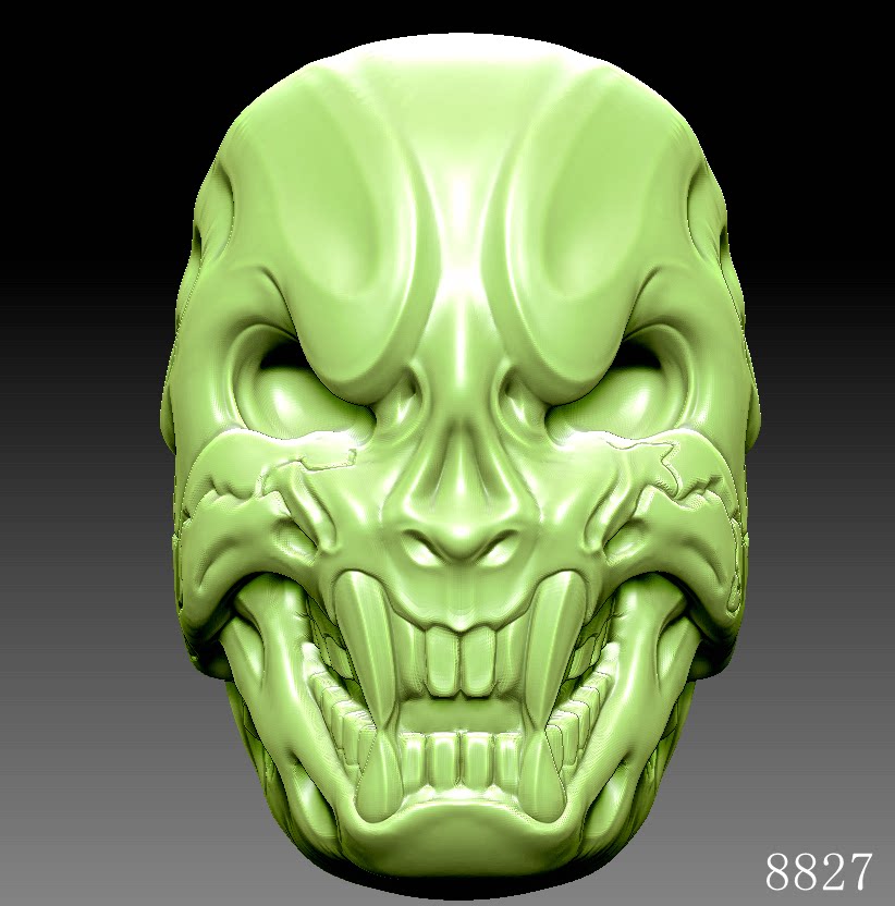 骷髅头编号8827圆雕图3d打印模型三维立体图stlobj格式雕刻图