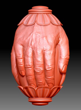 Y164雕刻图三维立体精雕图四轴圆雕图STL3D模型佛手2圆雕图