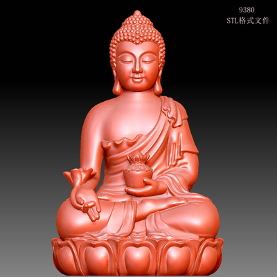 9380药师佛圆雕图雕刻机3D打印素材STL格式模型图OBJ精雕