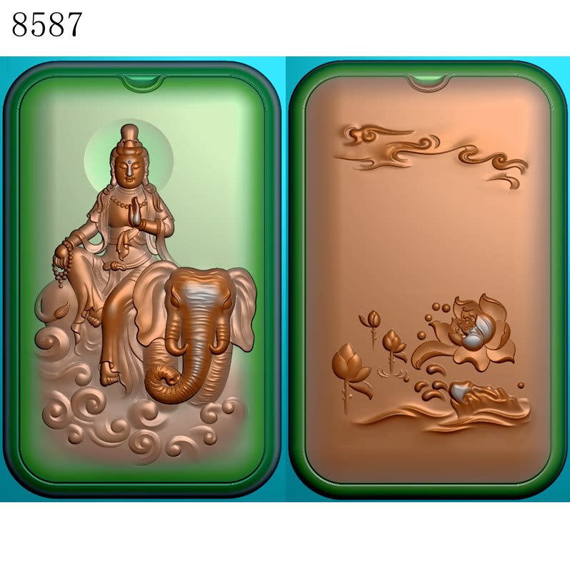 8587普贤菩萨有线精雕图jdp格式灰度图bmp格式浮雕挂件图雕刻图
