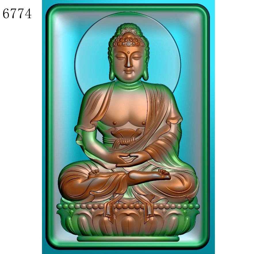 677446牌阿弥陀佛凹边框雕刻北京精雕图jdp灰度图挂件bmp浮雕图