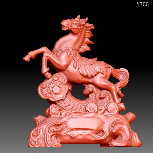 Y755雕刻图三维立体精雕圆雕图STL3D模型骏马摆件圆雕图