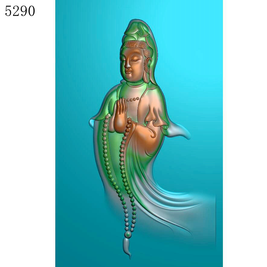 5290观音玉雕刻北京精雕JDP灰度图BMP年挂件素材5浮雕图