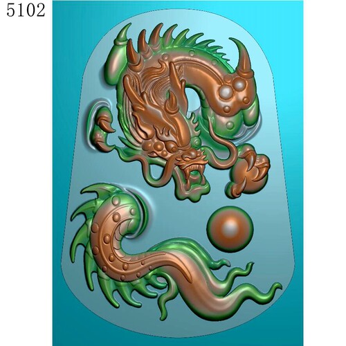 5102大头盘龙玉雕图挂件雕刻素材北京精雕JDP灰度图BMP