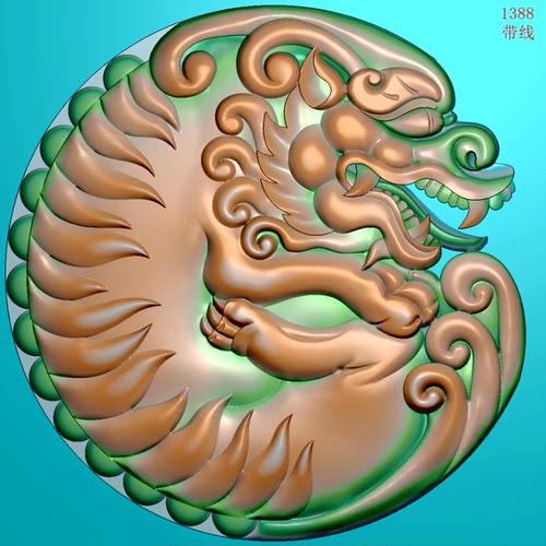 貔貅1388雕刻图北京精雕JDP灰度图BMP挂件素材浮雕图