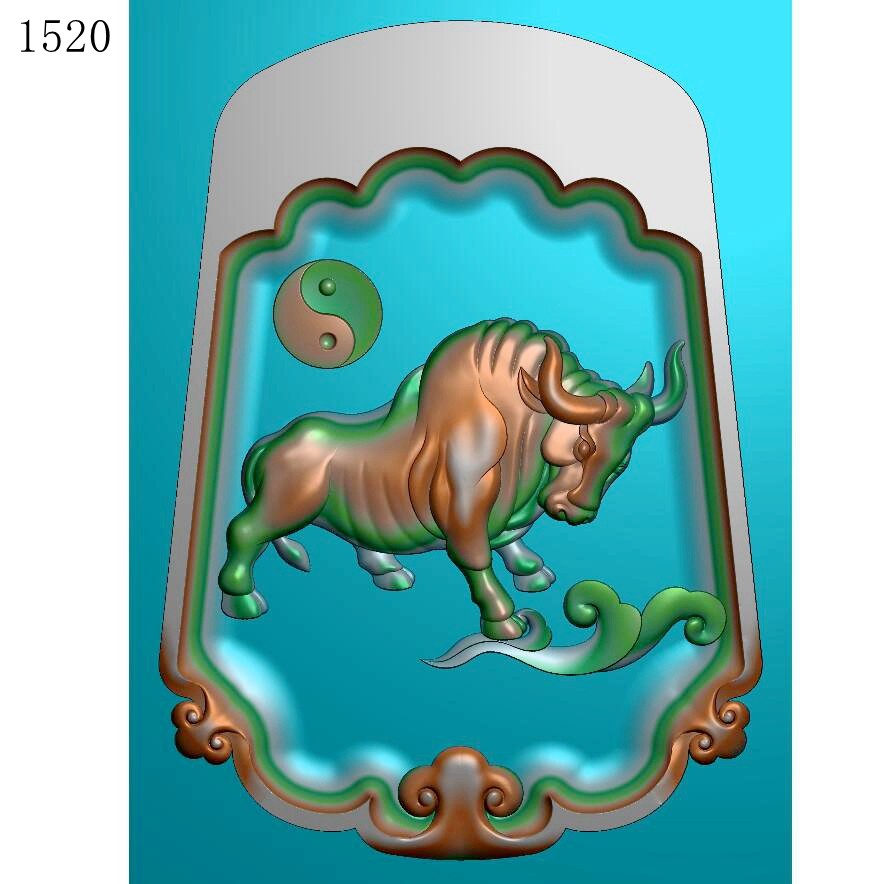 一生牛运1520雕刻图北京精雕jdp灰度图bmp挂件素材浮雕图