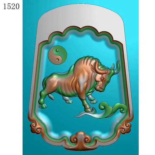一生牛运1520雕刻图北京精雕JDP灰度图BMP挂件素材浮雕图