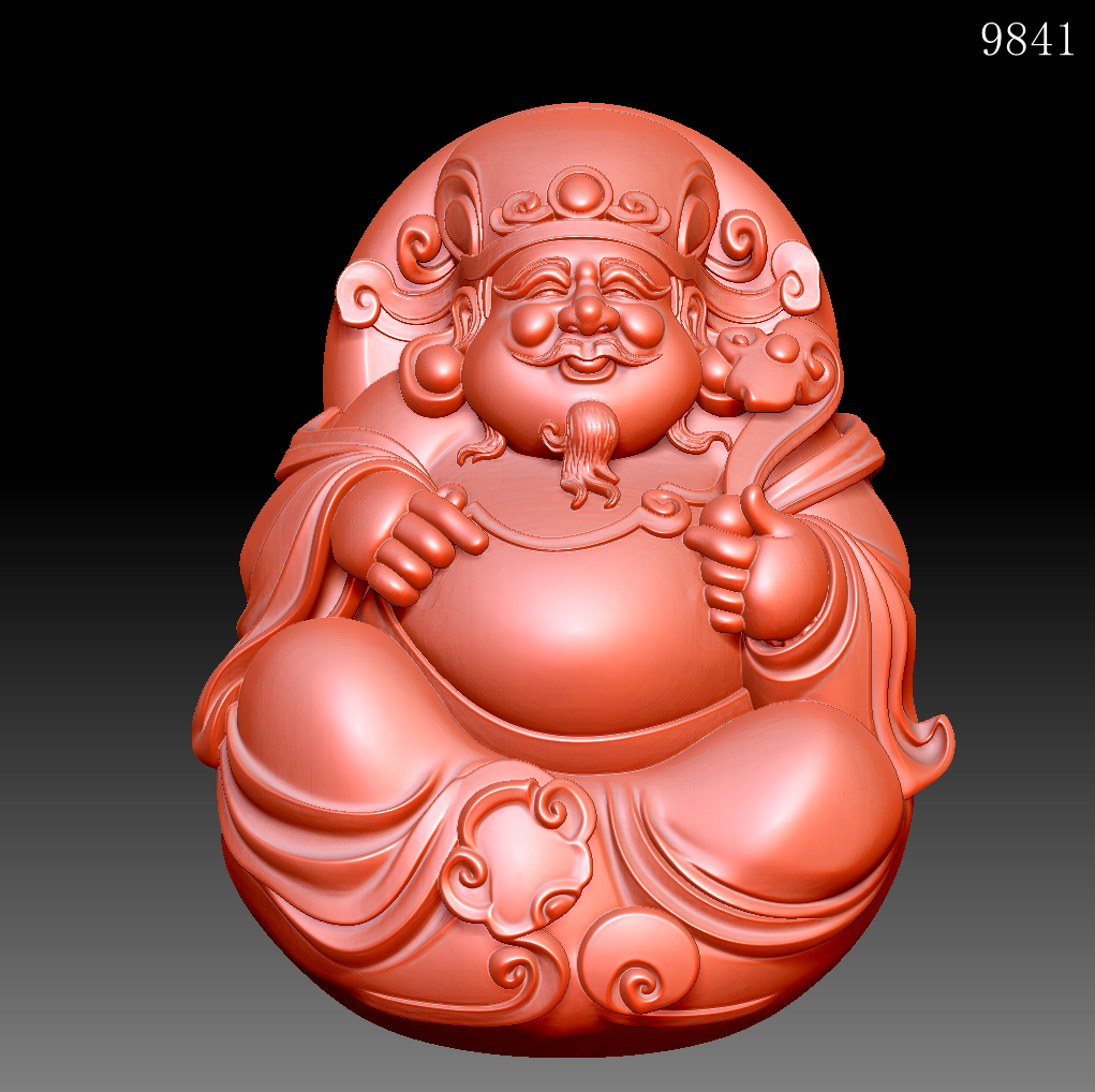Stl新款坐财神弥勒佛圆雕图笑佛公精雕图浮雕图玉雕图3d打印9841