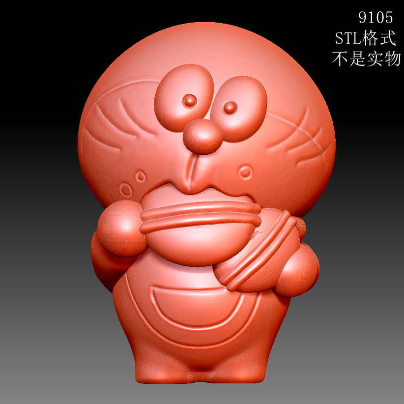 9105多啦A梦机器猫1圆雕图雕刻机3D打印素材STL格式模型图OBJ精雕
