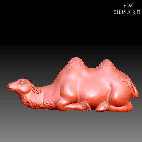 9390弯骆驼圆雕图雕刻机3D打印素材STL格式模型图OBJ精雕