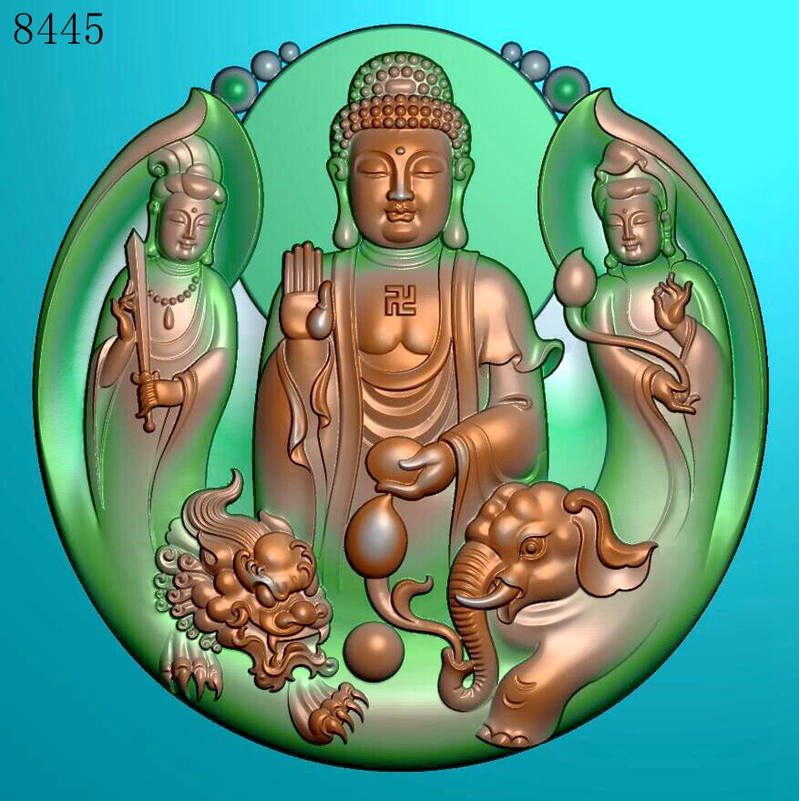 8445圆西方三圣精雕图jdp格式灰度图bmp格式浮雕挂件图电脑雕刻图