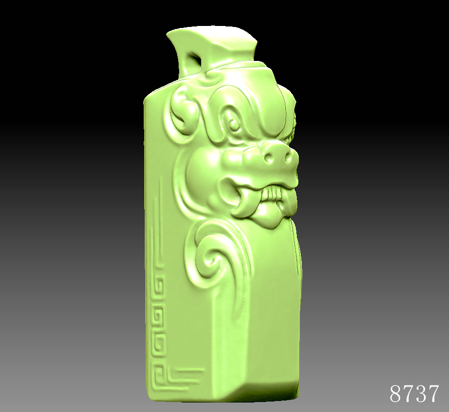 8737仿古兽印章圆雕图3d打印模型三维立体图stlobj格式数据雕刻图