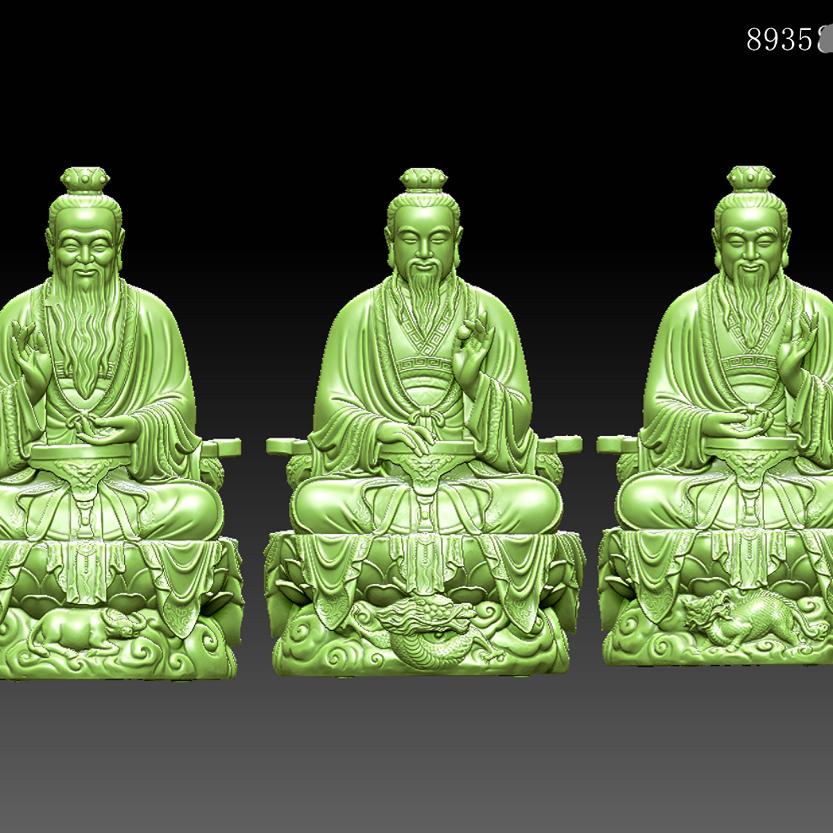 三清道祖编号8935三维立体图圆雕图stlOBJ文件雕刻机3d打印精雕
