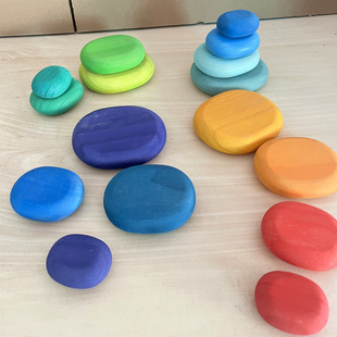 跨境叠叠乐婴儿宝宝套圈彩虹积木益智早教益智智力开发实木玩具