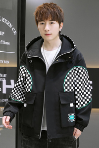 2025新款夹克男小熊潮牌痞帅潮流格子工装百搭外套 A438-601-P75图片