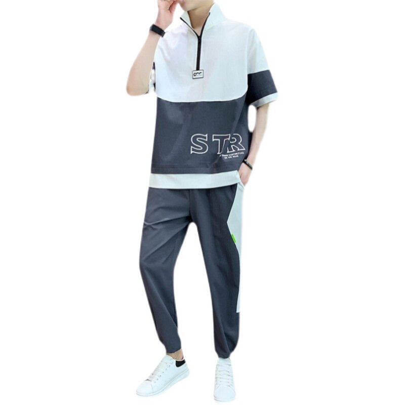 2025男生t恤套装夏季新款韩版潮流短袖衣服帅气一套A438-611-P70,男装T恤,电商A438
