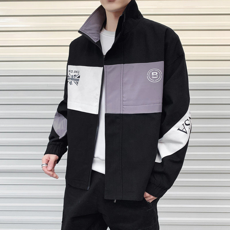 2021春季新款潮牌插色宽松字母印花夹克男潮流外套A438-D97,男装夹克,电商A438