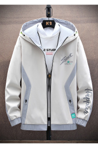 2021春季新款挂拍男士潮流插色连帽夹克男宽松外套 A438-207-P65图片