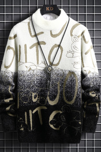 A438-2125-P65 2025秋冬新款宽松高品质毛衣款防貂绒半高领针织衫图片